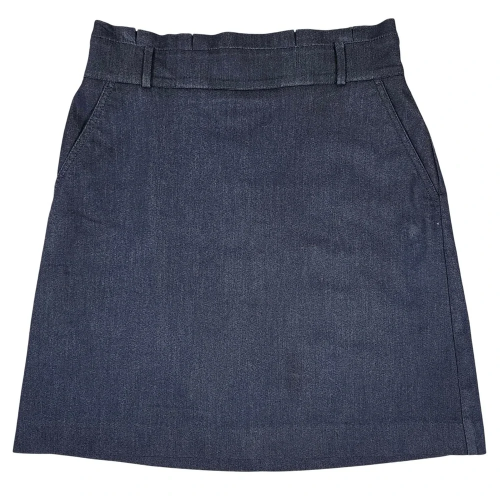 Ann Taylor Denim Pencil Skirt Women's Sz‎ 8 Dark Blue Stretch Pockets Beltloops
